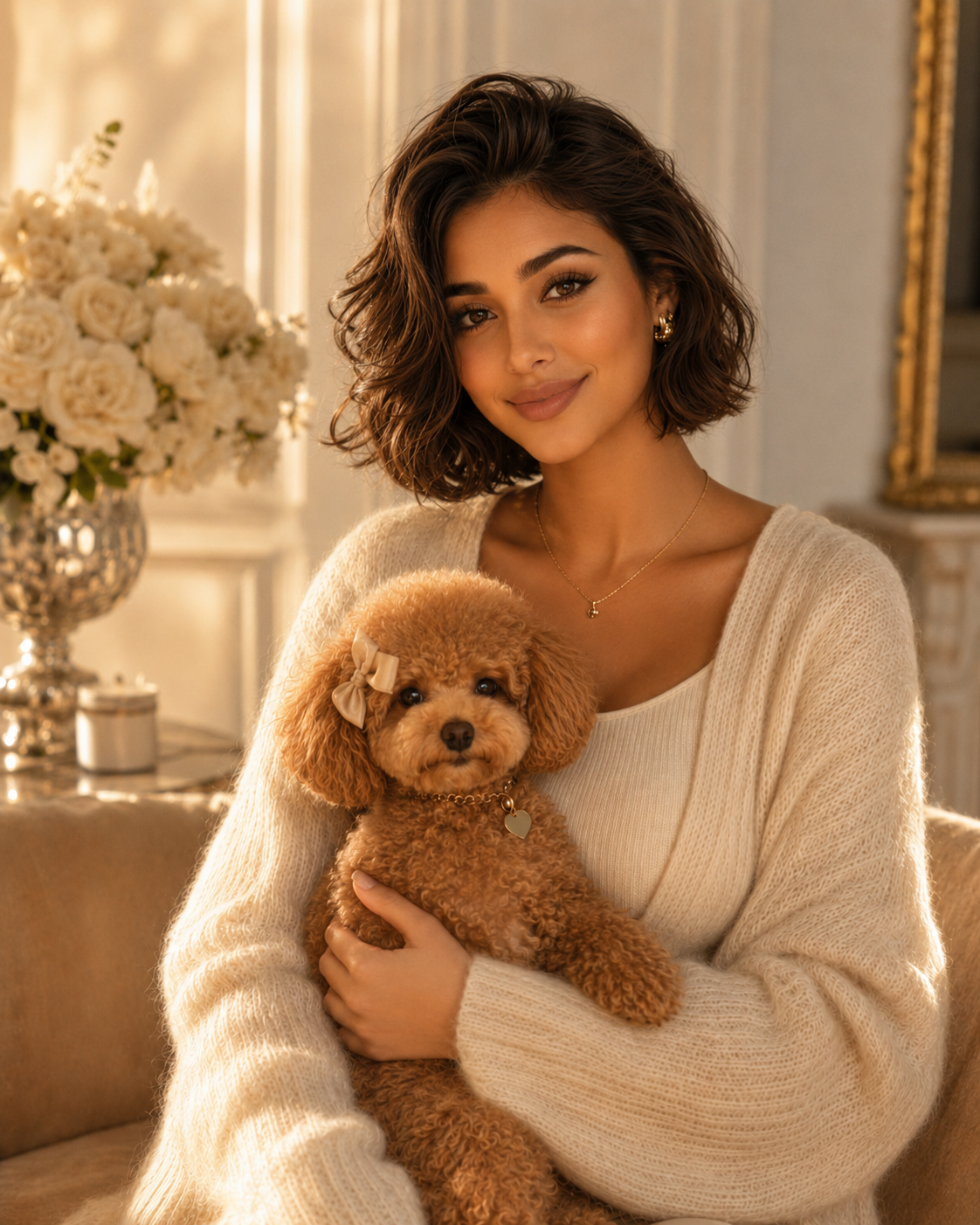 Sara, Editor of Soft Luxe Finds, holding Lola
