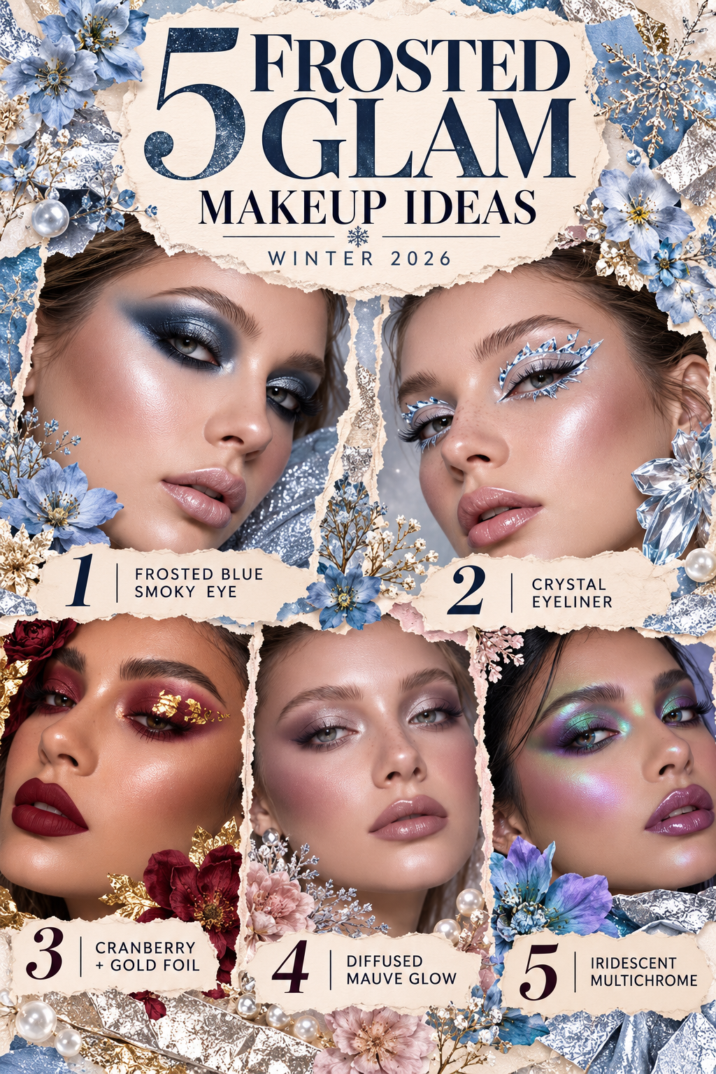 5 Frosted Glam Makeup Ideas for Winter 2026: Icy Eyes, Crystal Liner & Soft Mauve Glow
