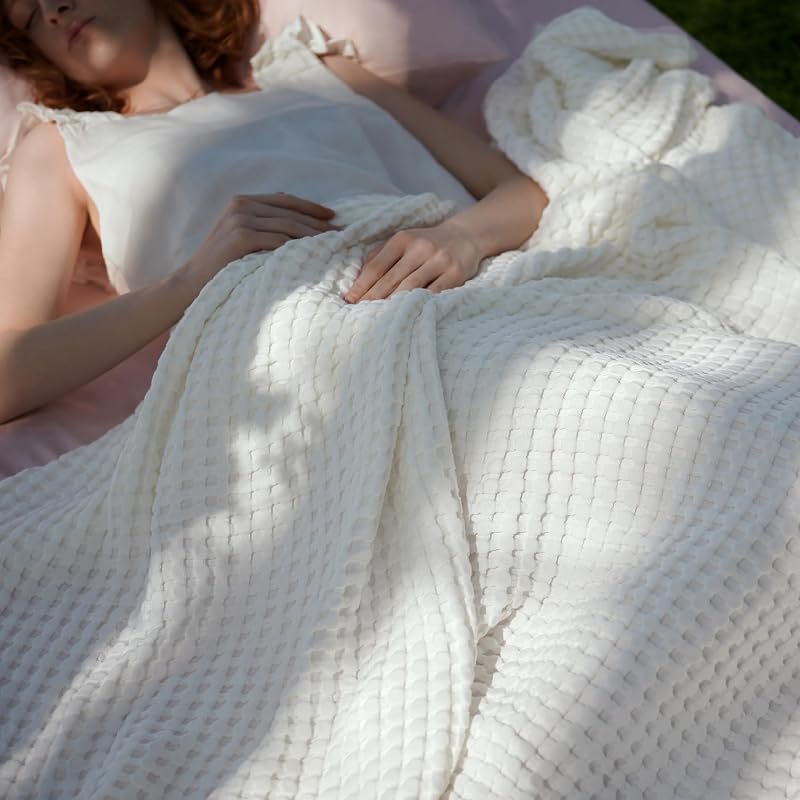Cooling Waffle Blanket, Ivory
