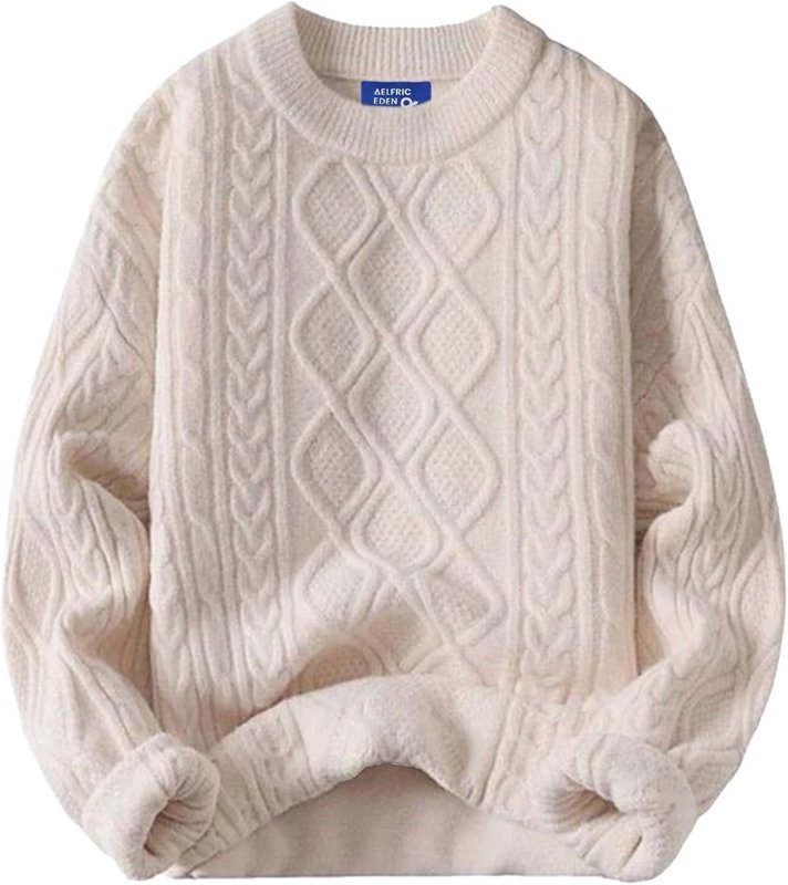 Oversized Cable Knit Crewneck Sweater