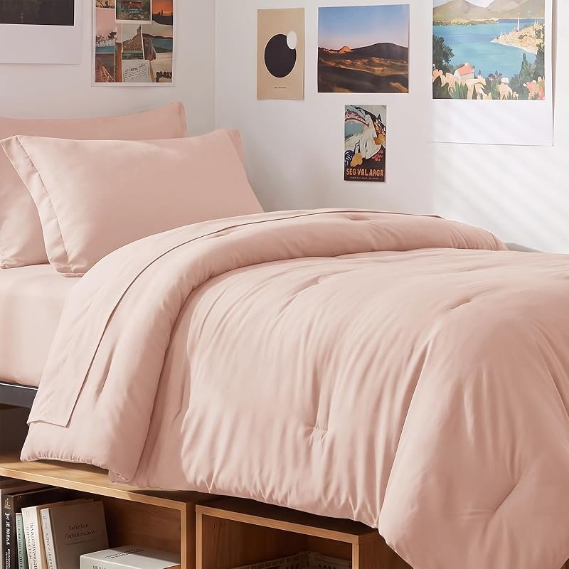 Twin XL Comforter Set, Blush Pink (5-Piece)